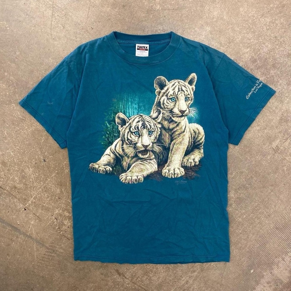 Vintage Baby Tigers 90s Tultex Nature Animals T-Shirt Size Large